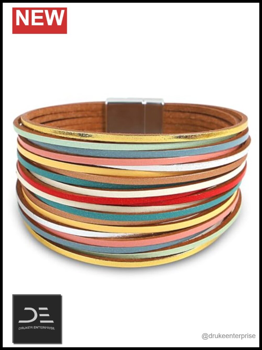 Faux Leather Wrap Bracelet Layered Cuff Boho Western